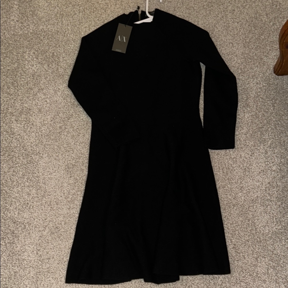 GIORGIO ARMANI BLACK LONG-SLEEVE DRESS